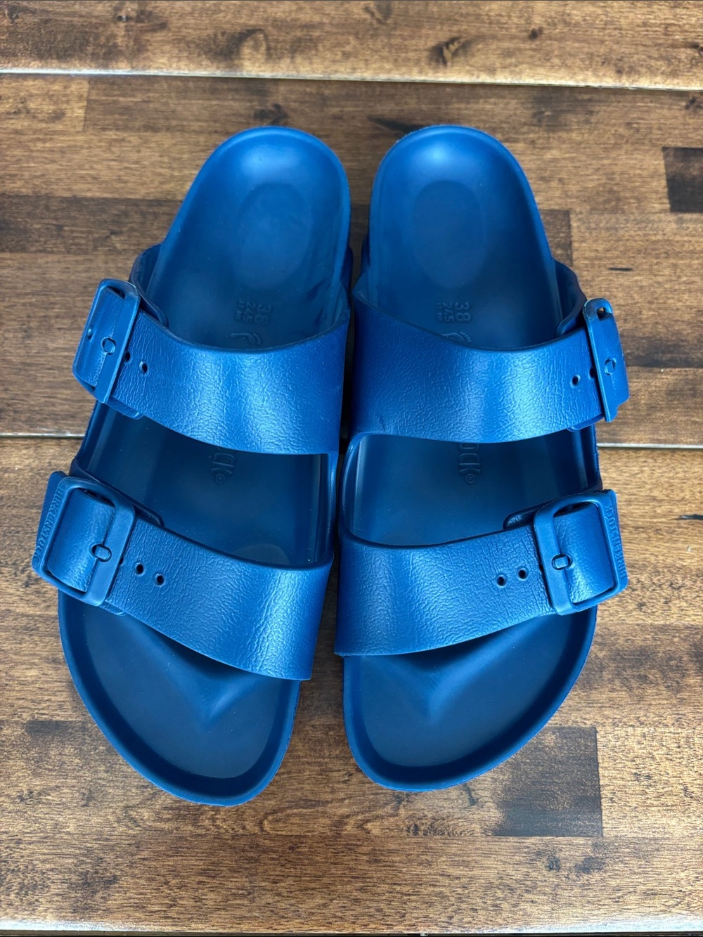 Birkenstock Kids Double-Buckle Slide Sandals in Bright Blue